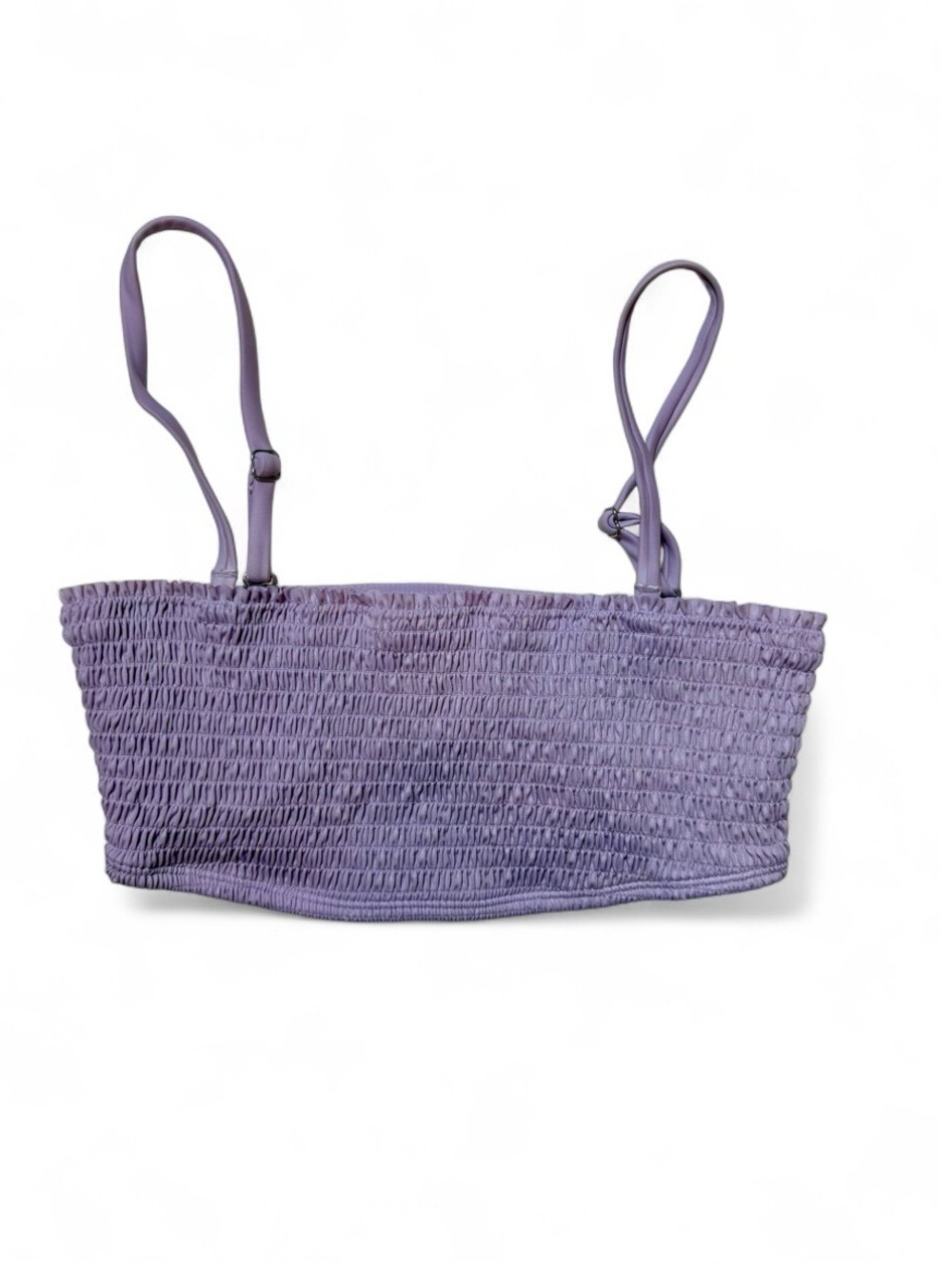 Aéropostale Smocked Bandeau Bikini Top Lavender Lilac Adjustable Straps - Size M